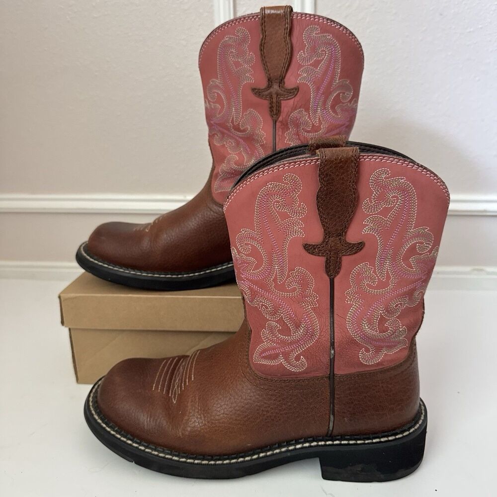 Brown and Pink Western Boots